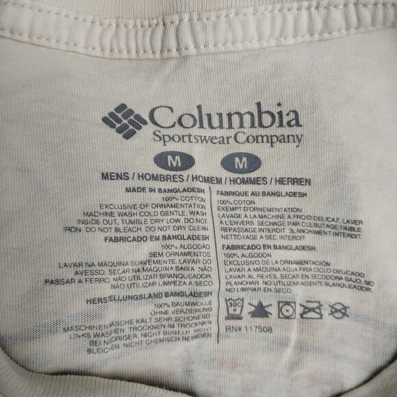 Columbia Sportswear Short Sleeve T-shirt Size Medium Beige Graphics on Back - Picture 6 of 6